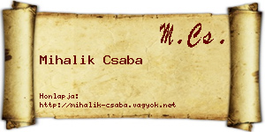 Mihalik Csaba névjegykártya